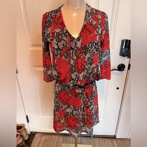 Espen Salberg floral red black and white Dance Dress - button crotch